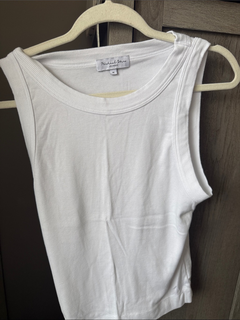Michael Stars White Ribbed Tank - Women's Scoop Neck Sleeveless Top